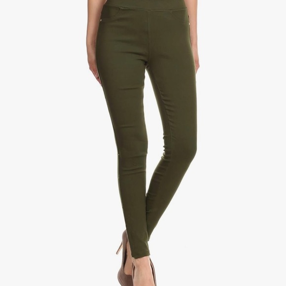Soho Green Leggings High-Waisted Slim Fit - Picture 1 of 3